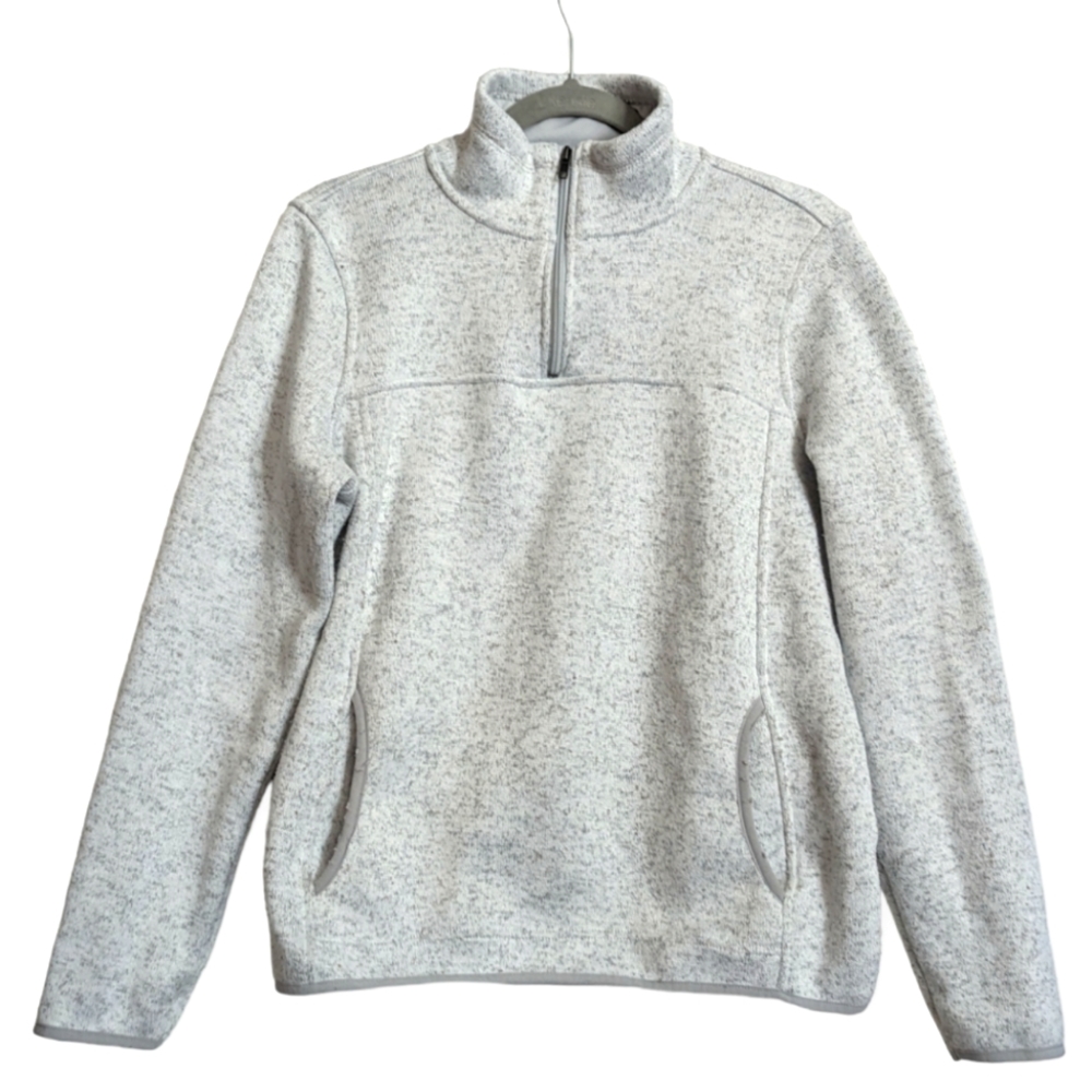Thread & Supply Quarter Zip Pullover size Large Light  Heathered Gray